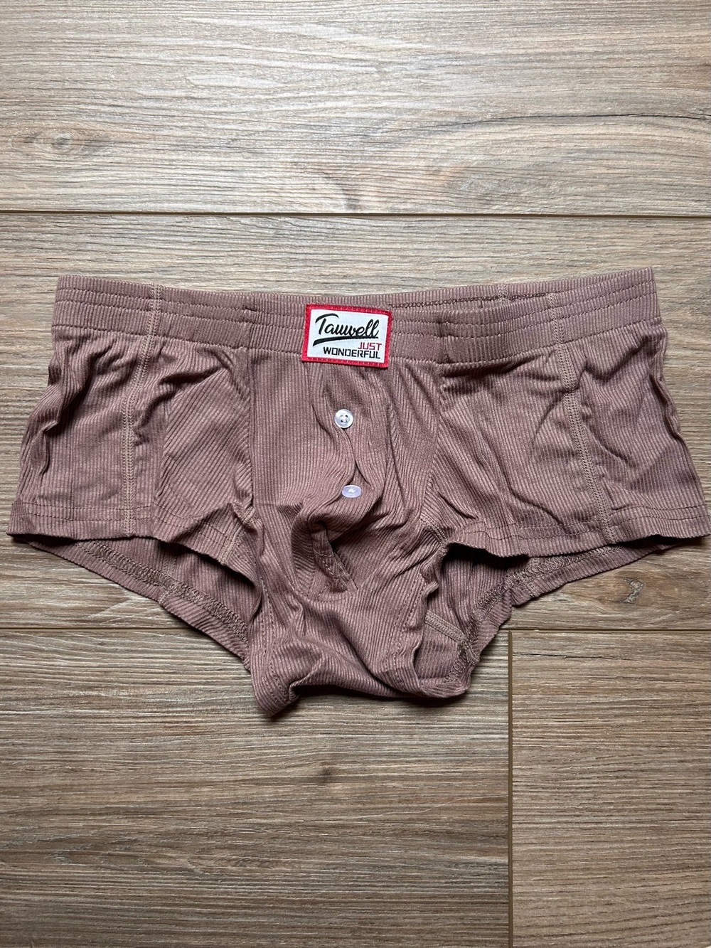 Textured Men’s Button Fly Boxers / Trunks by Tauwell in Sand Brown - Picture 2 of 14